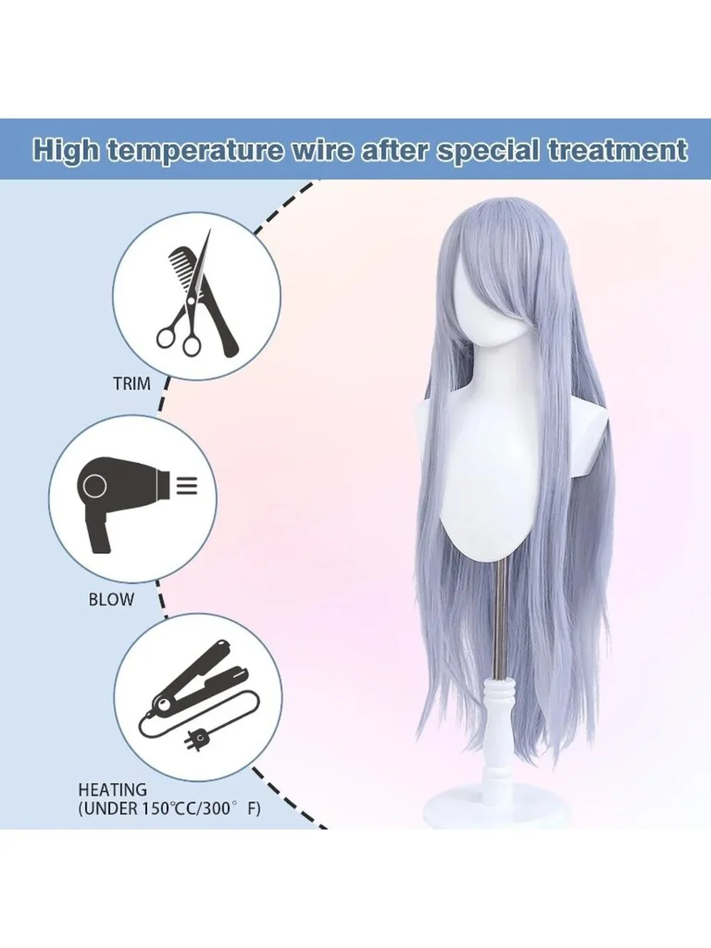 Women's Light Grey 100 Cm Heat Resistant Universal Straight Costume Long Wigs